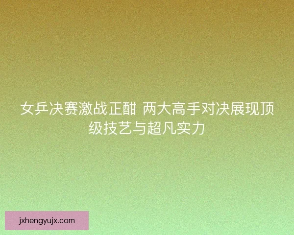 女乒决赛激战正酣 两大高手对决展现顶级技艺与超凡实力